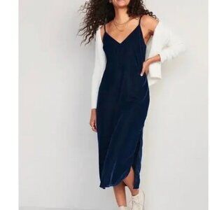 Womens Blue Velvet Slip Dress Sz XS Obscure Night Whimsigoth Party Muted Color